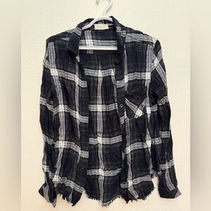 Bella Dahl Black and White Plaid Casual Shirt